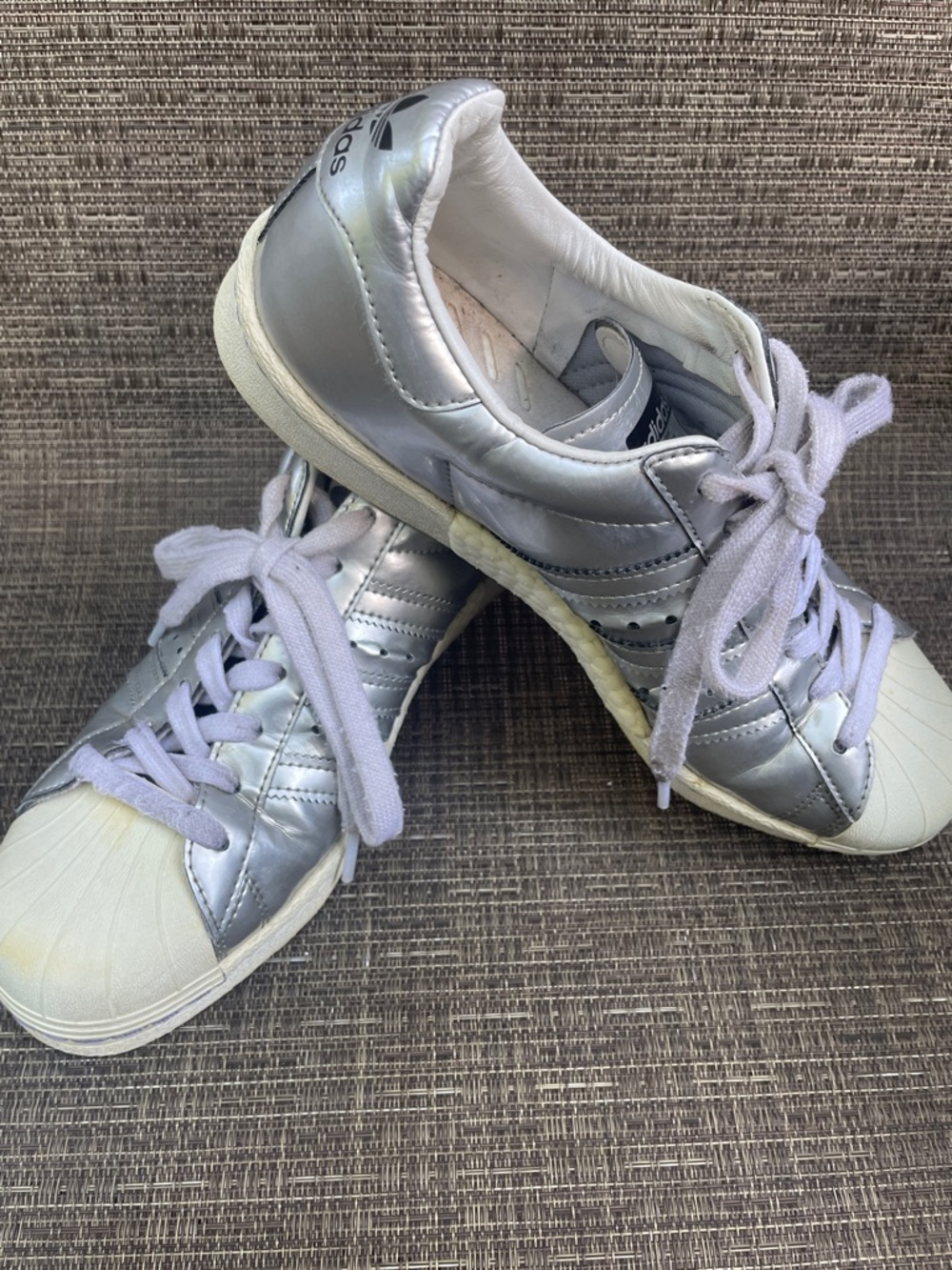 Metallic Silver adidas Superstar Boost Sneakers